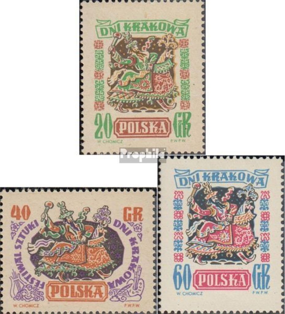Briefmarken Polen 1955 Mi 917-919 (kompl.Ausg.) postfrisch Krakauer Tage