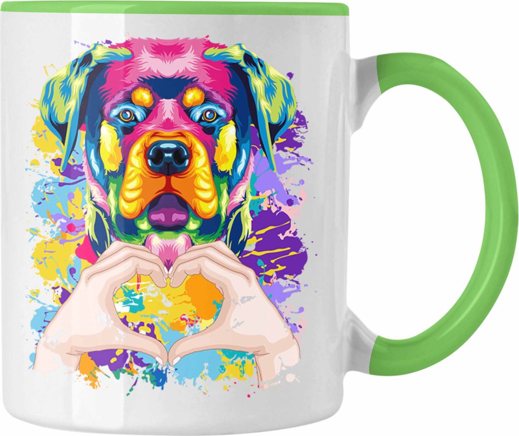 Trendation - Rottweiler Besitzer Farbe Love Tasse Geschenk Lustiger Spruch Geschenkidee Rottweiler Besitzerin (Grün)