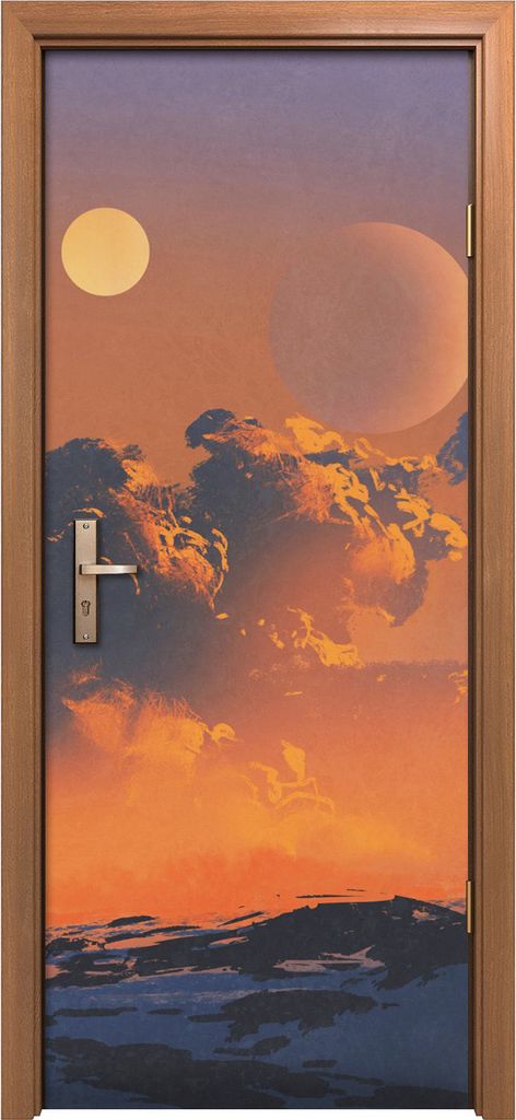 Türposter 80x200 cm Türaufkleber Türtapete Türfolie Klebefolie Cowboy auf einem Pferd Sonnenuntergang