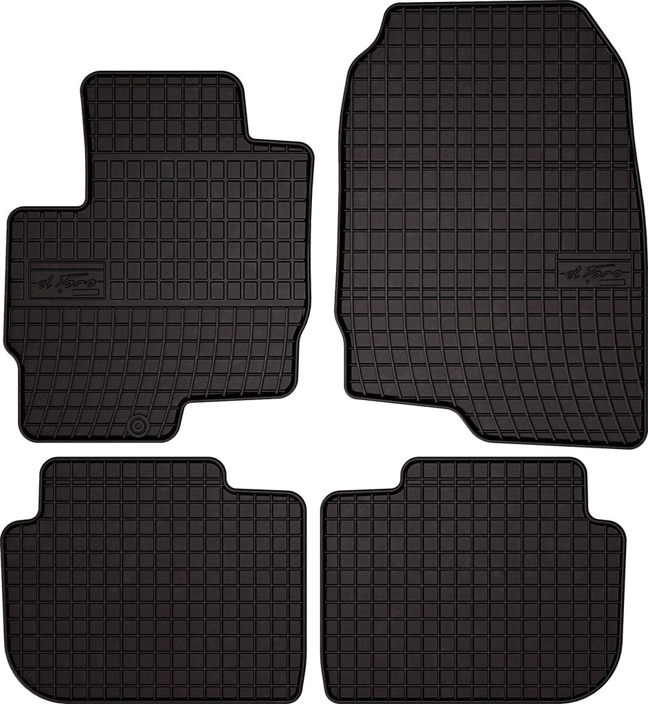 Gummifußmatten passend für Mitsubishi Colt VII (Schrägheck 5 Türen, Bj. 2008-2012) – schwarz, passgenau, mit Befestigungen set 4 Stk. - Gumm...