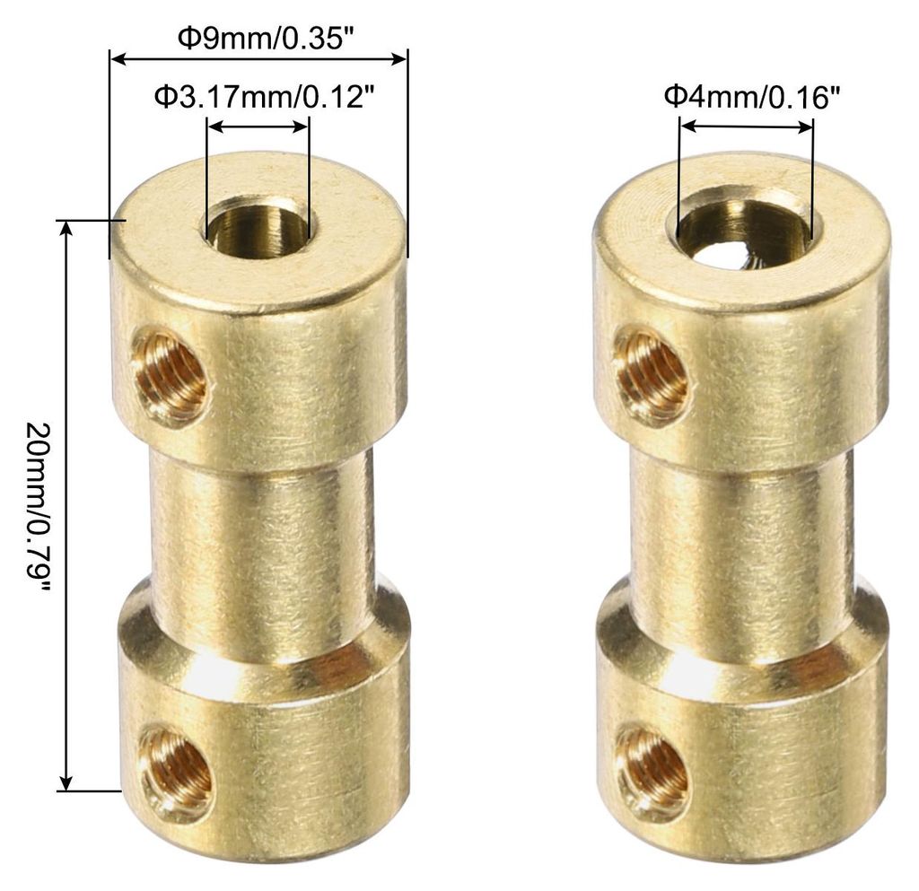 8 Stš¹ck 3,17 mm bis 4 mm Messing Wellenkupplung Verbindungsstš¹ck mit Schrauben und Sechskantschlš¹ssel Flexibler Motorwellenkupplung fš¹r...