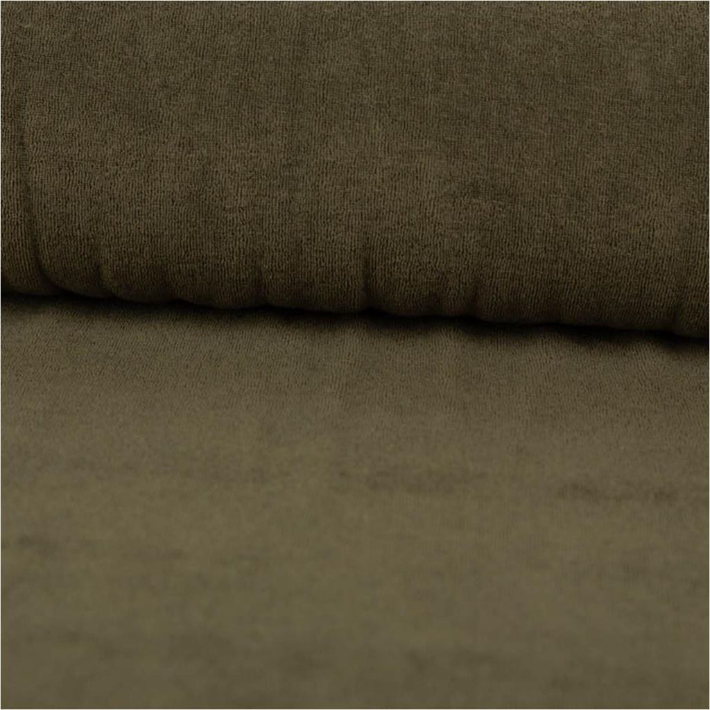 Frottee Stoff Stretch einfarbig khaki-grün 1,5m Breite