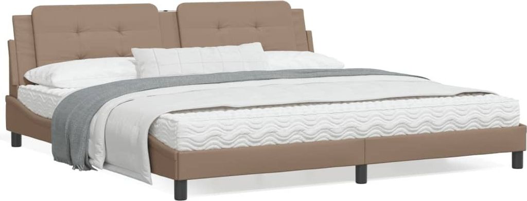 "Rabatt" Bettrahmen Hohe Qualität, Bettgestell moderne, mit Matratze, "Zadar" Cappuccino-Braun 200x200 cm Kunstleder - Klassische Betten CC9259