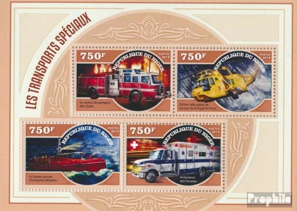 Briefmarken Niger 2014 Mi 3229-3232 Kleinbogen (kompl. Produktbild 