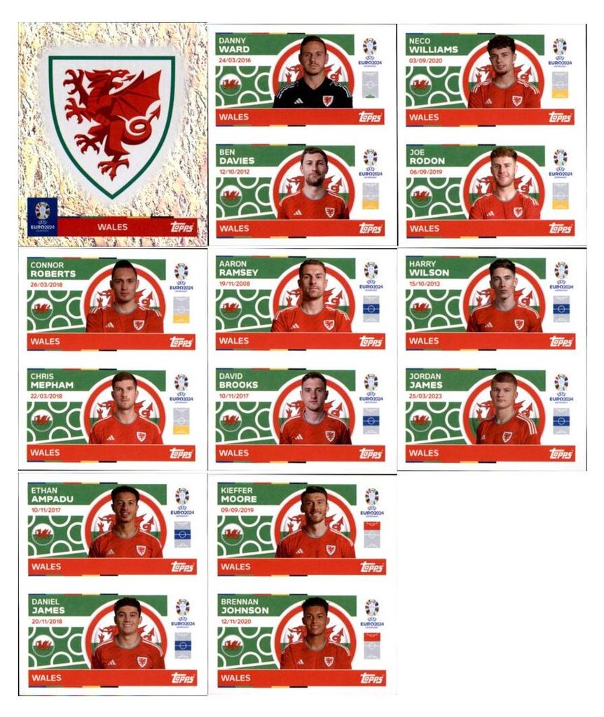 UEFA EURO 2024 Germany - Sammelsticker - Mannschaftspaket - Wales