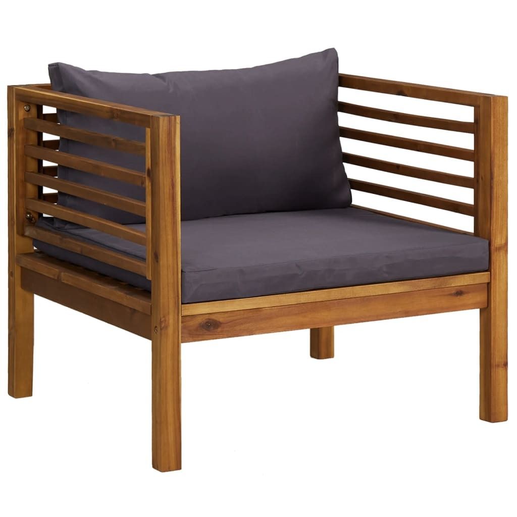 Möbel 2-tlg. Garten-sofa - CLORIS - Balkonmöbel - Gartenmöbel Set -garnitur mit Dunkelgrauen Kissen Akazienholz - 65x69x62,5 cm Top9434491