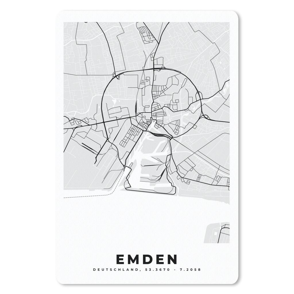 MuchoWow Mauspad Mousepad Stadtplan - Emden - Karte - Deutschland - Karte 40x60 cm - Mousepads - Maus Mat - Pad - Mausunterlage - Schreibtisch Ac...
