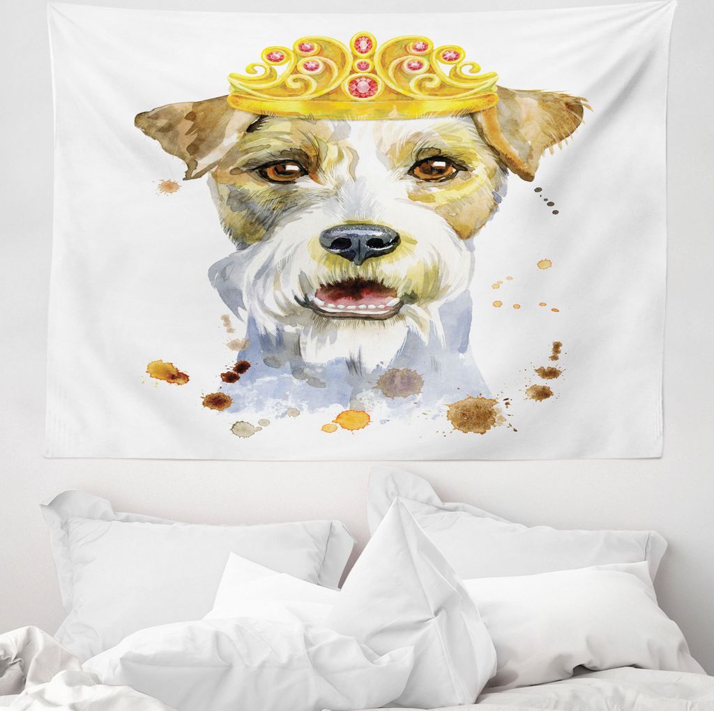 ABAKUHAUS Airedale Wandteppich, Aquarell Königs Terrier aus Weiches Mikrofaser Stoff Waschbar ohne Verblassen Digitaldruck, 150 x 110 cm, Mehrfarb...