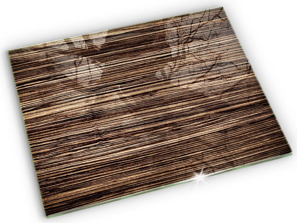 Glasplatte für Grabkerzen Gummifüße Glas Motiv - 52x40 cm - Holzstruktur
