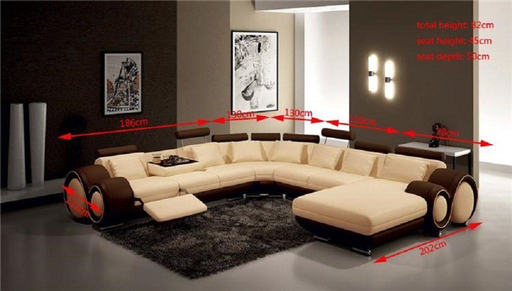 Wohnlandschaft Ecksofa U-Form Ledersofa Polster Produktbild 