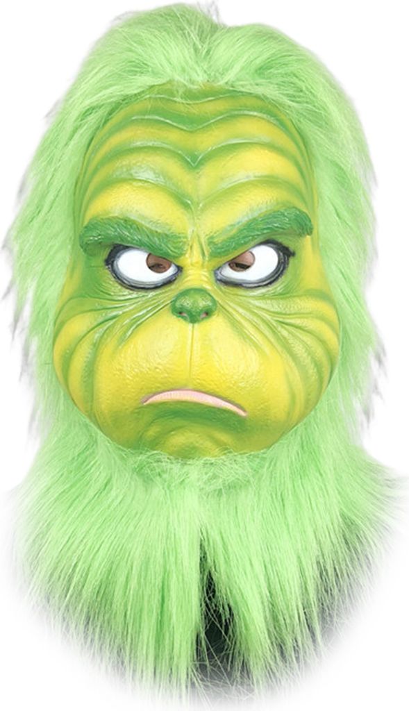 Realistische grüne Latex-Gesichtsmaske für Weihnachtsmann-Cosplay, Kostümzubehör für Erwachsene und Jugendliche