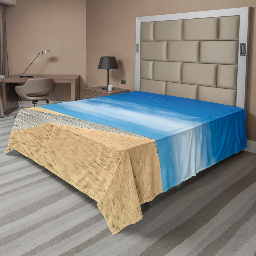 Drap de Lit Doux et Confortable Imprimé Dunes et Coquillages 260x228 cm