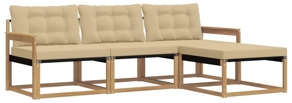 vidaXL Outdoor-Sofagarnitur mit Kissen 4 pcs Weiß und Beige