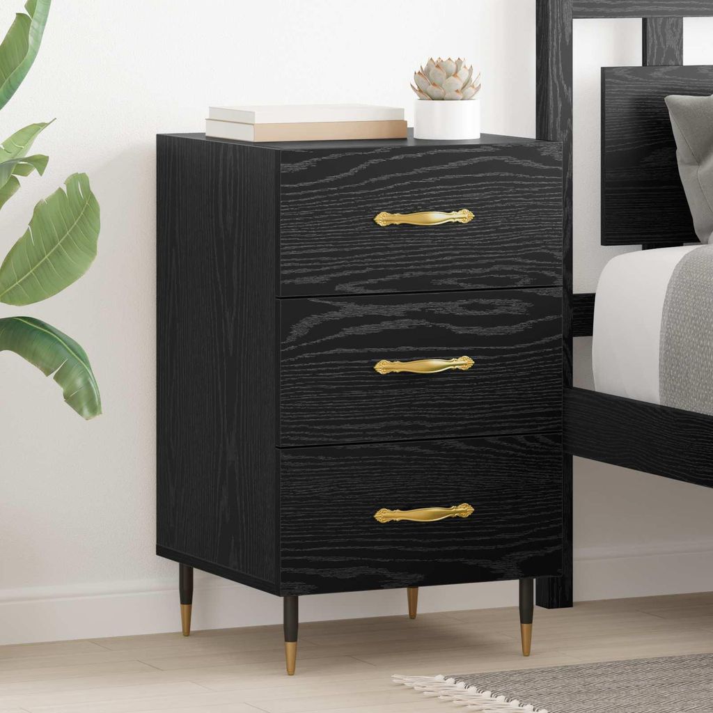 Maison Exclusive - Nachttisch Schwarz Eichen-Optik 40 x 40 x 66 cm Holzwerkstoff