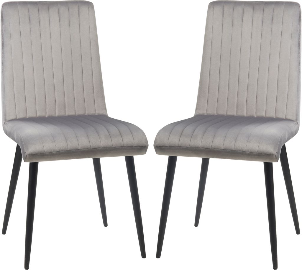 HOMCOM 2-tlg. Esszimmerstuhl-Set mit Samtstoffpolsterung, Küchenstühle mit Stahlbeinen und platzsparendem Design, 43 x 58 x 90 cm, Grau und Schwarz