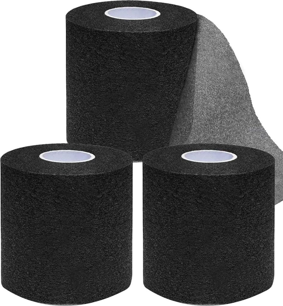 3er-Pack Pre Wrap Tape Athletic, schwarze Prewrap-Stirnbänder für das Haar, Schaumstoff-Unterwickel für Sport