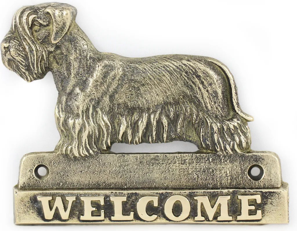 Targa Welcome Terrier Ceco in Ottone - Esclusiva Art-Dog per Esterni