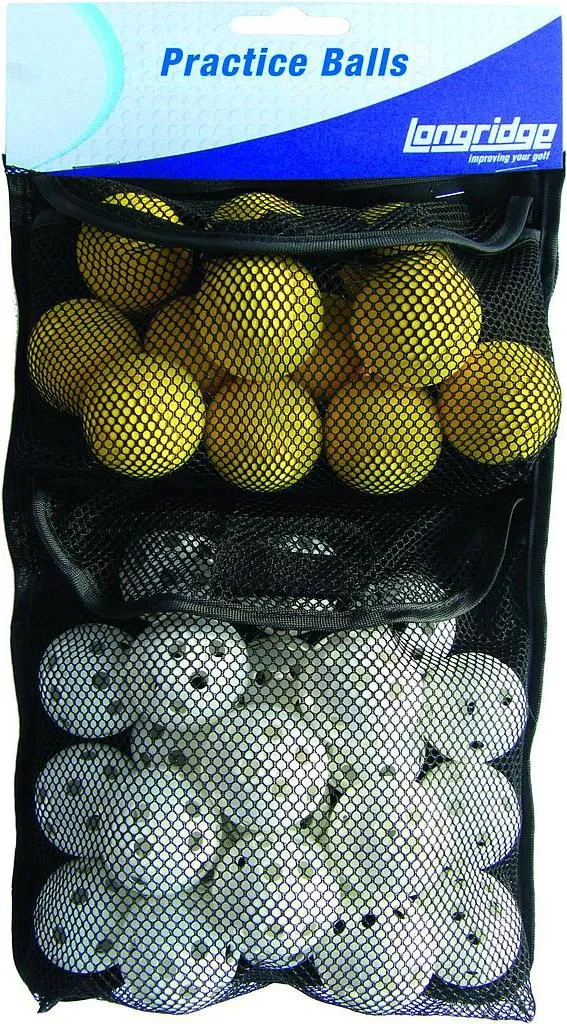 Balles de golf d'entraînement Longridge en plastique perforé - 32 pcs