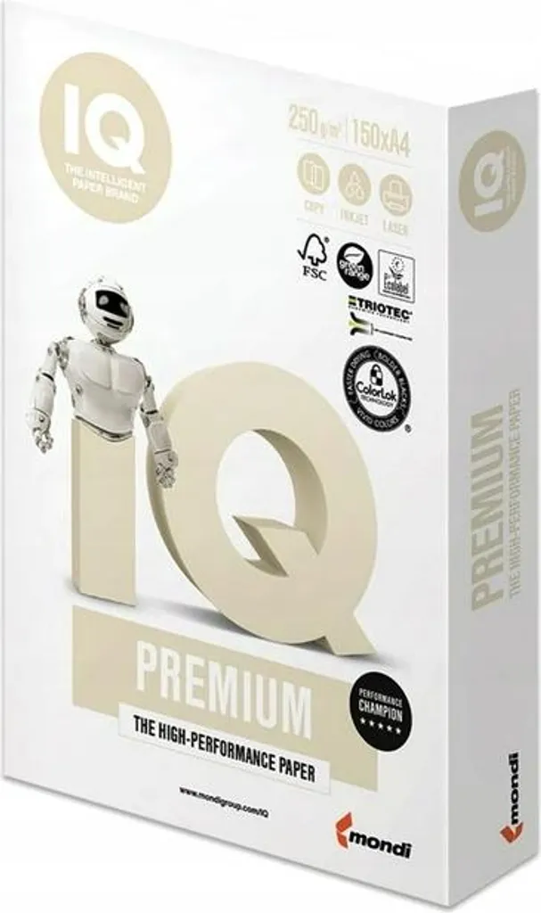 Papier A4 épais 250g IQ Premium blanc pour menus et cartes d'invitation
