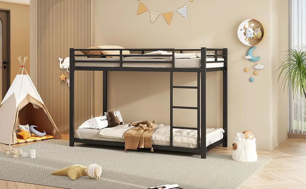 Lit Superposé en Fer Classique Noir 90x200 cm : Structure Stable et Durable - 16