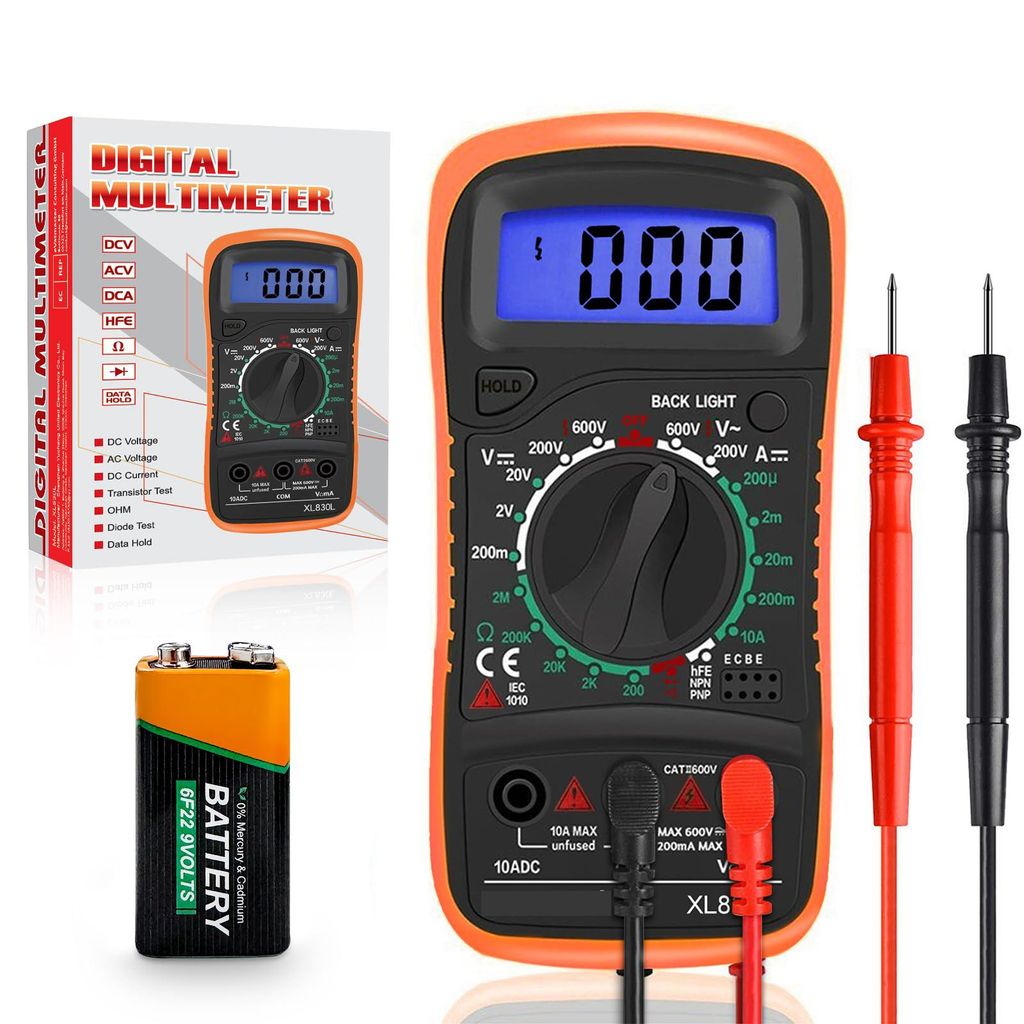 Digital Multimeter Voltmeter Batterietester Spannungsprüfer Durchgangsprüfer Ohm Volt Ampere Messgerät AC/DC Spannung Strom Widerstand Diode