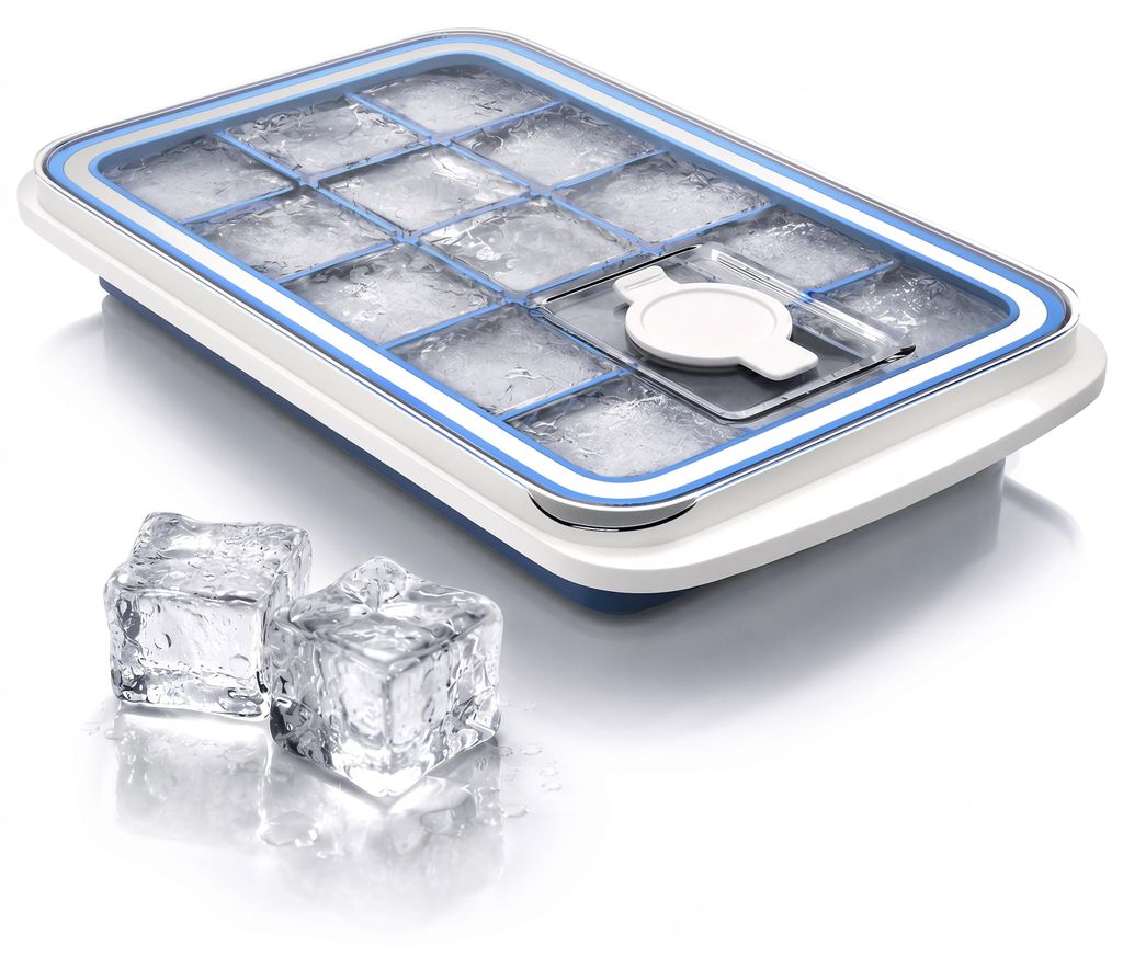 Arendo Eiswürfelform Silikon mit Deckel und Einfüllöffnung, Produktbild 