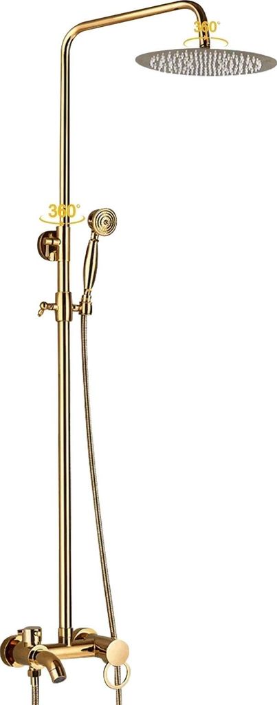 Duscharmatur Set, Handbrause, verstellbare Höhe, gold