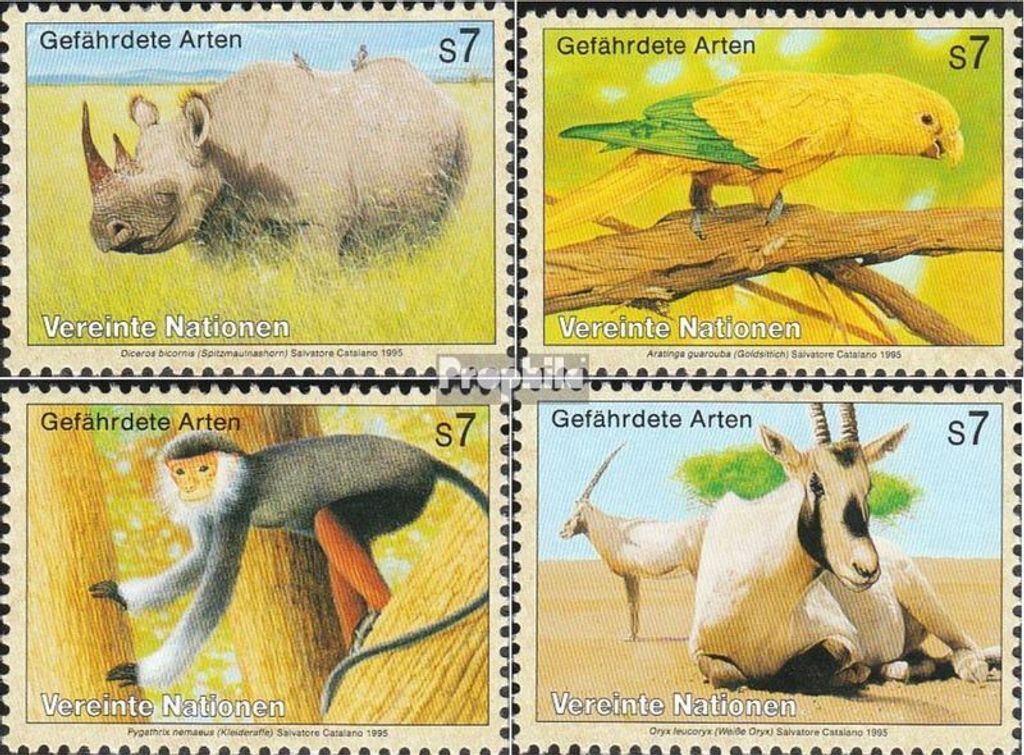 Briefmarken UNO - Wien 1995 Mi 180-183 (kompl.Ausg.) postfrisch Gefährdete Tiere