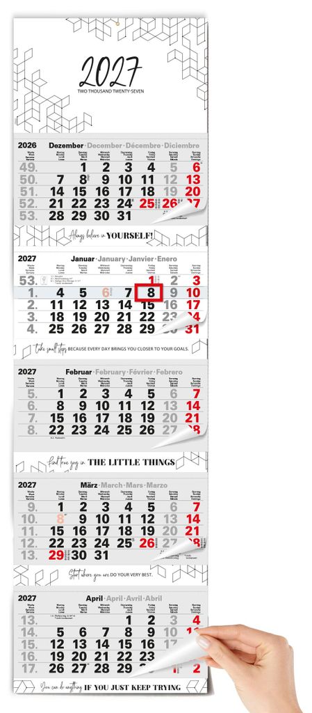 5 Monatskalender 2027 Block XL 33x115 cm Motivation Produktbild 