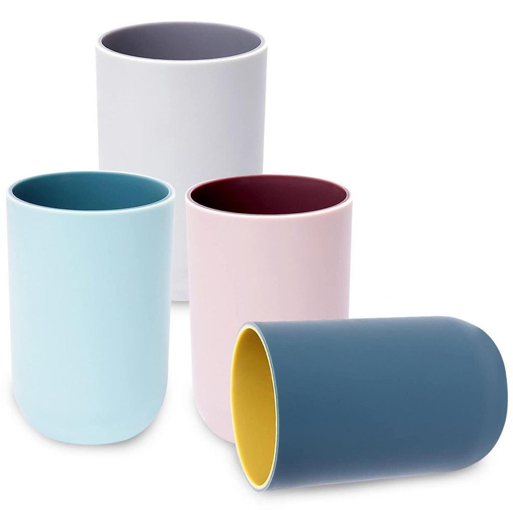 4er Set Zahnputzbecher Kunststoff 330ml matt Produktbild 