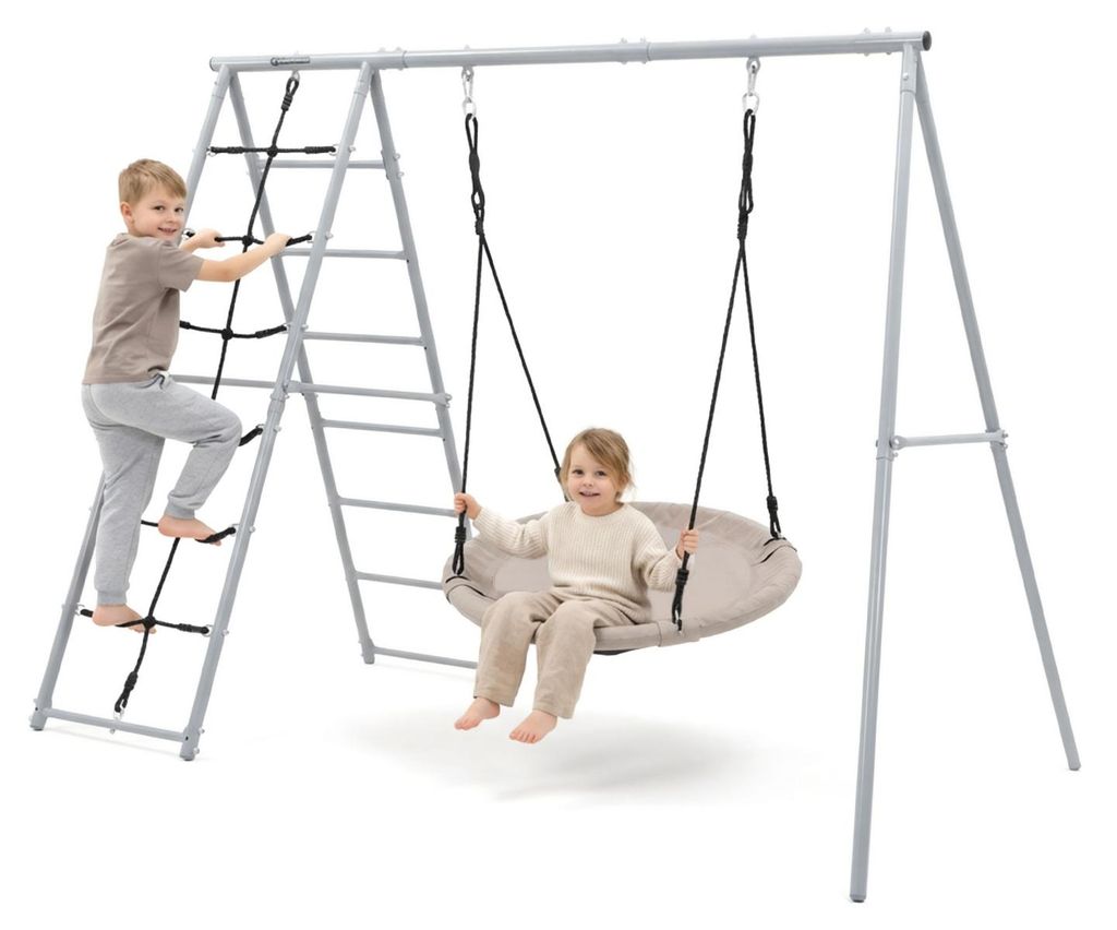 XL Gartenschaukel 3-in-1, Storchennest, Leiter und Produktbild 