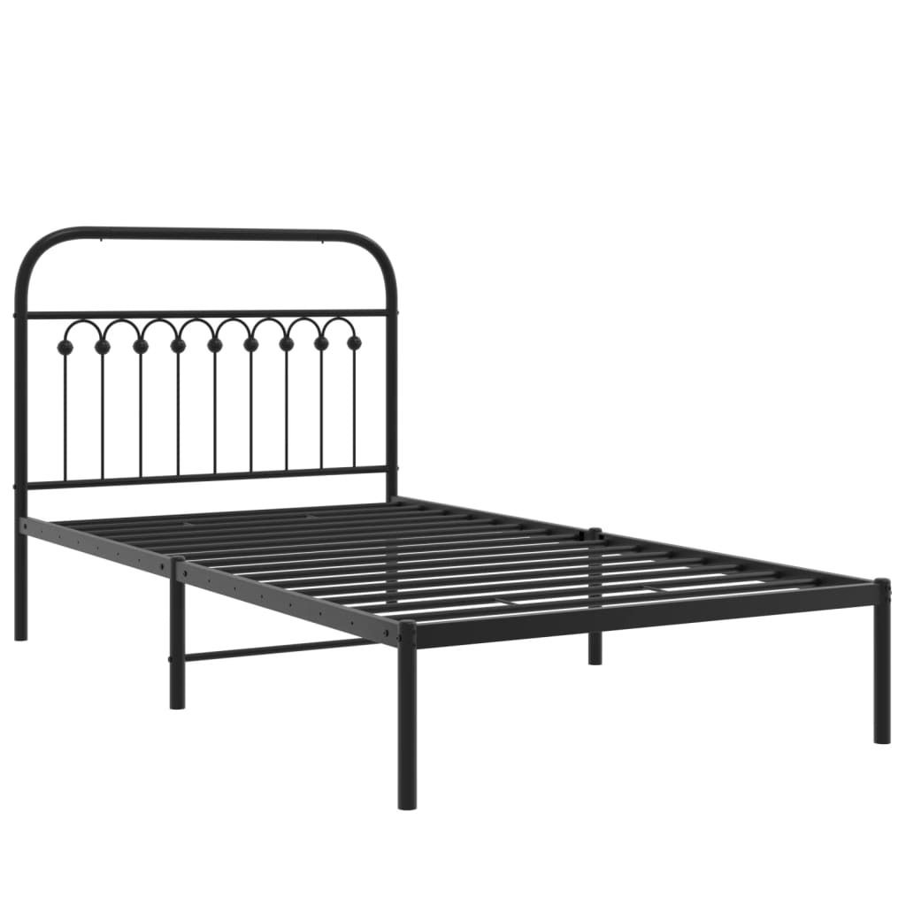 "SALE 2026"Bettgestell Stylishces - Einzelbett/Jugendbett mit Lattenrost - mit Kopfteil - Metall Schwarz 100x190cm - Klassische Betten DEMöbel165700