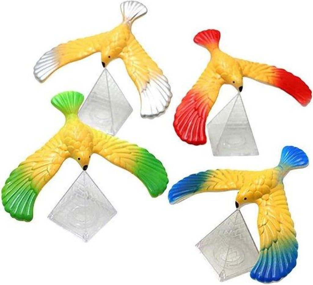 Gleichgewichtsvogel mit Pyramidenbasis, farblich variabel, Spielzeug für Kinder.