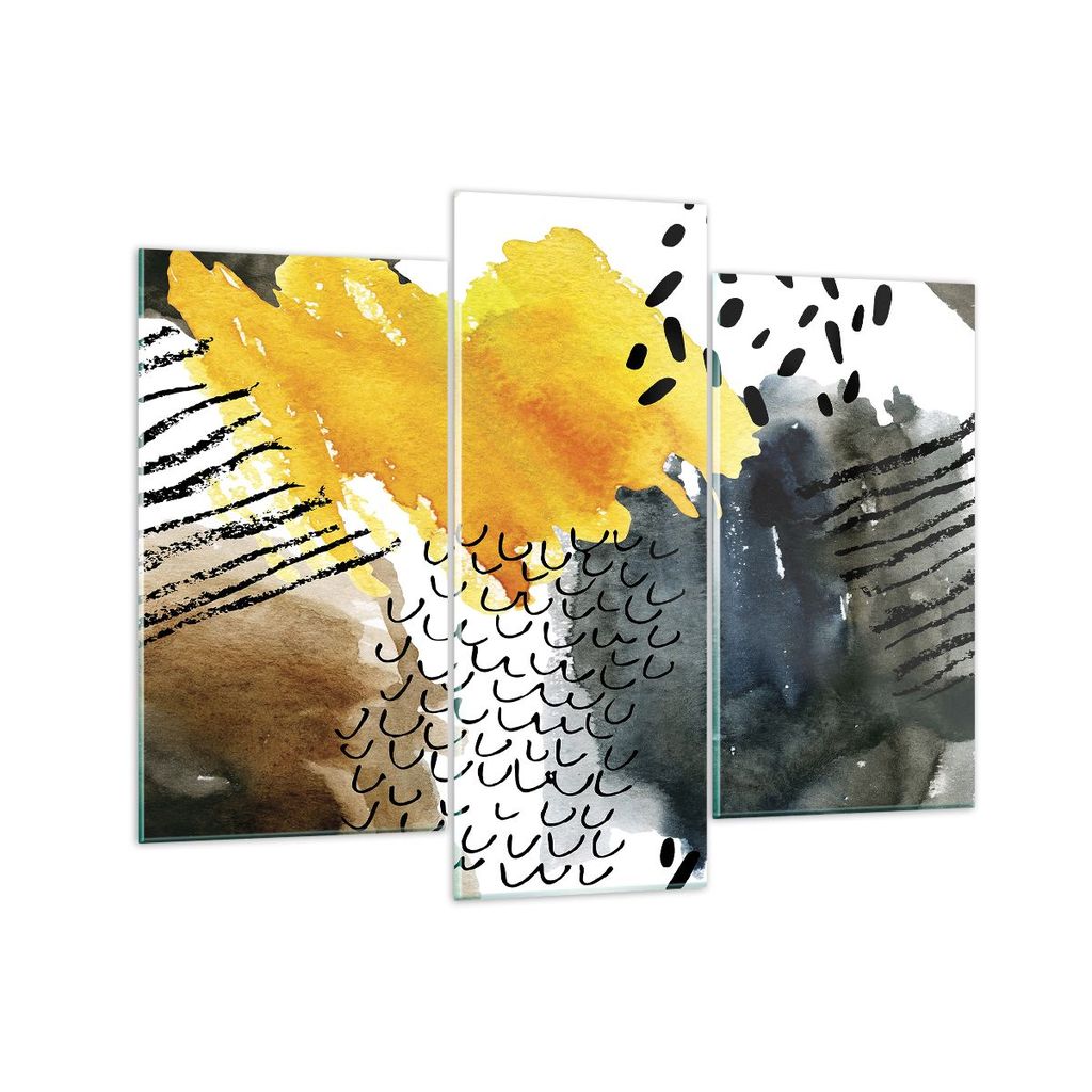 Bilder auf glas - 3 Teile - Abstraktion Muster Flecken - 130x100cm - Glasbilder - Wandbilder - Bilder - Wanddekoration aus Glas - Glas Bilder - Wan...