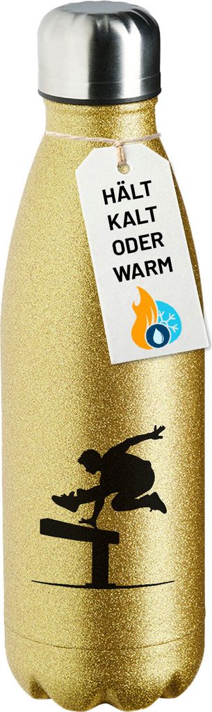 Huuraa Trinkflasche Parkour Freerunning 500ml Gold Edelstahl Wasserflasche Trinkflasche Geschenkidee