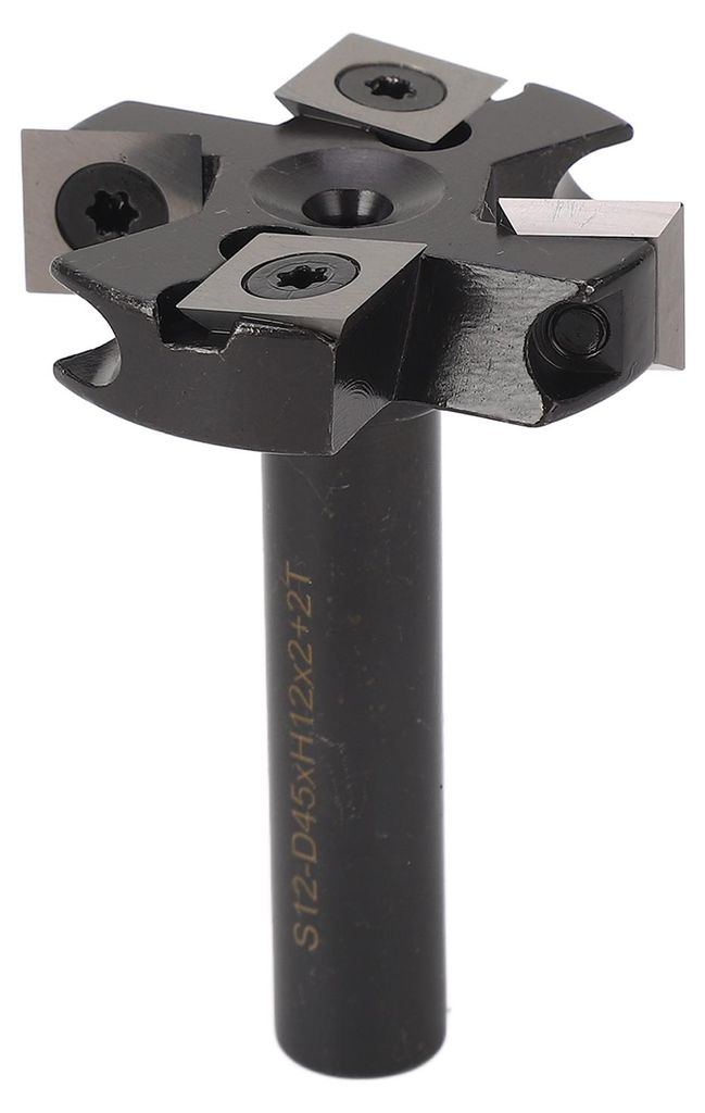 Spoilboard Oberflächenfräser, 12 mm Schaft, 1 3/4 Zoll Schnittdurchmesser, 4 Nuten, Wendeschneidplatteneinsatz, Hobeln