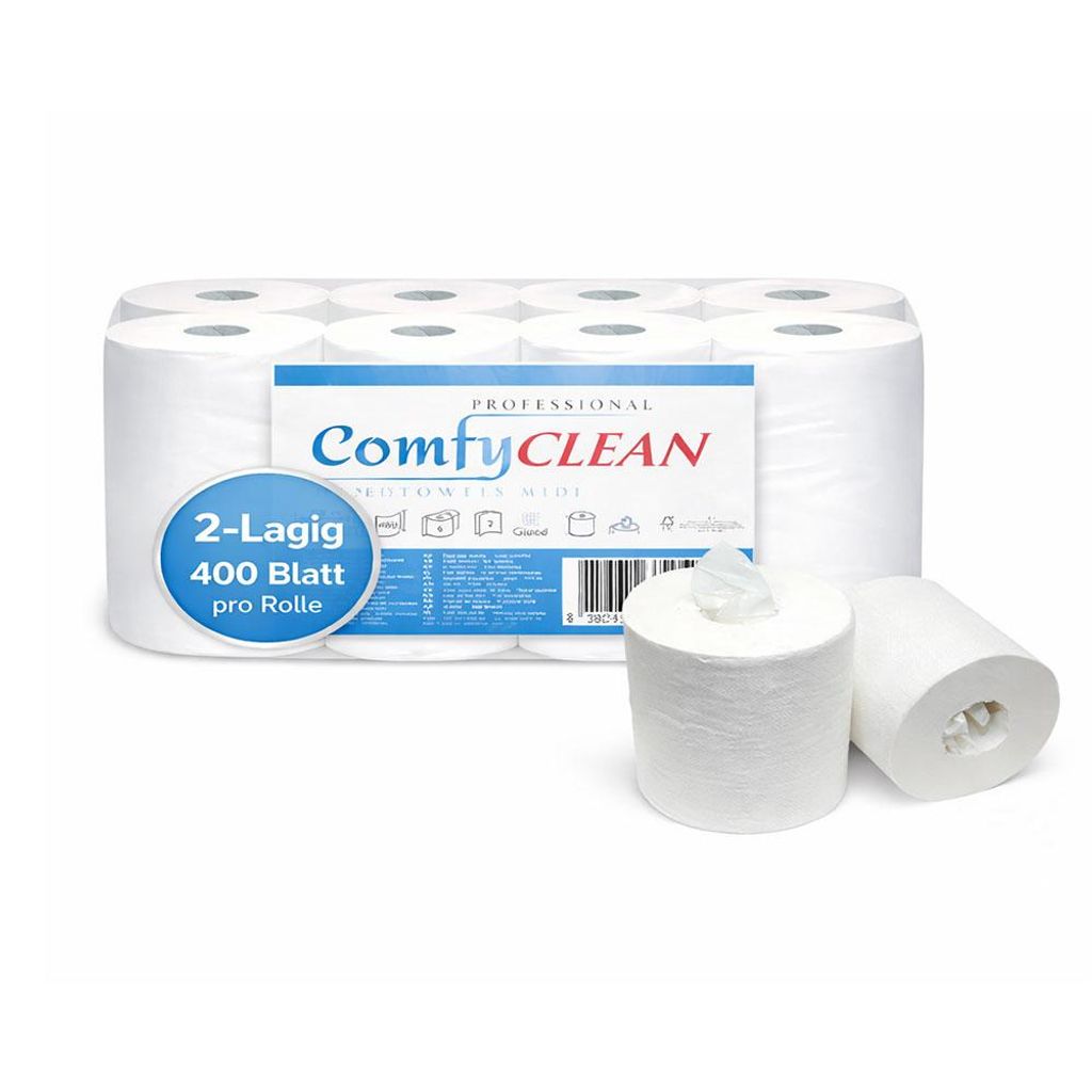 6 Handtuchrolle MIDI Tissue Hochweiß 400 Blatt - 2 Lagig Produktbild 