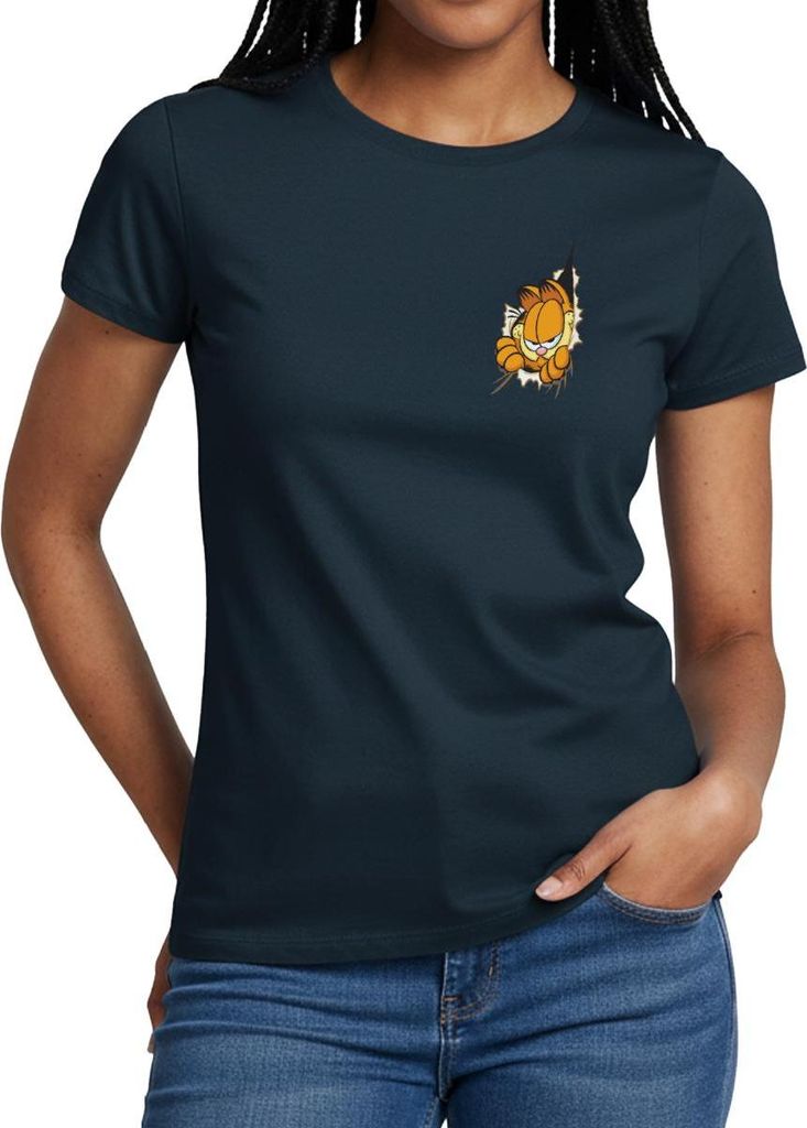 Spreadshirt Garfield Hier Ist Garfield Frauen T-Shirt, XL, Navy
