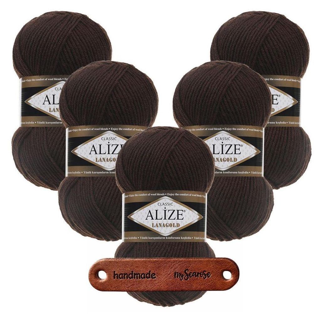 5 x ALIZE Lanagold 26 Brown mit Label Produktbild 