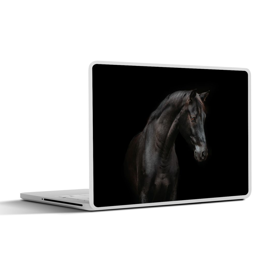 MuchoWow Laptop Aufkleber Sticker Cover Pferd - Tier - Schwarz 36.5x27.5 cm - Laptop-Sticker