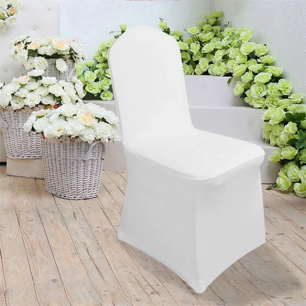 WISFOR 50 Housses de Chaise Stretch Blanches pour Mariage et Réception - 2