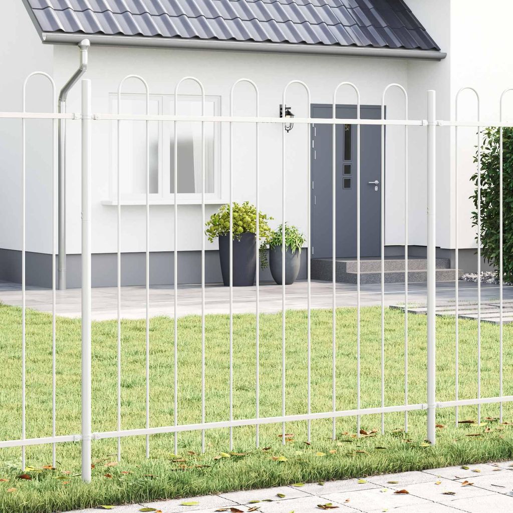 HOMMIE Gartenzaun - elegantes Design - Sichtschutz/Windschutz fur Garten - 4 pcs Weiß 6,8x1 m Pulverbeschichteter Stahl NEU239251 - Metallzäune