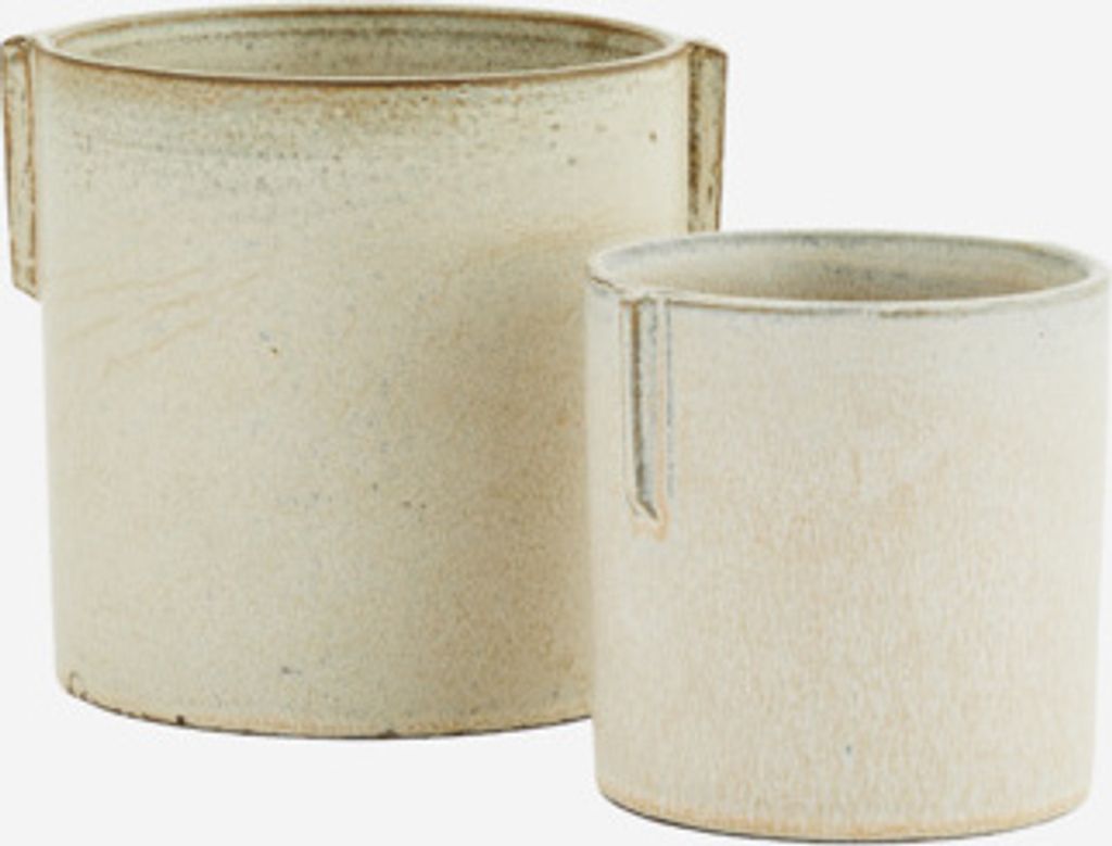 Blumentöpfe aus Steingut in Weiß, 2-tlg.