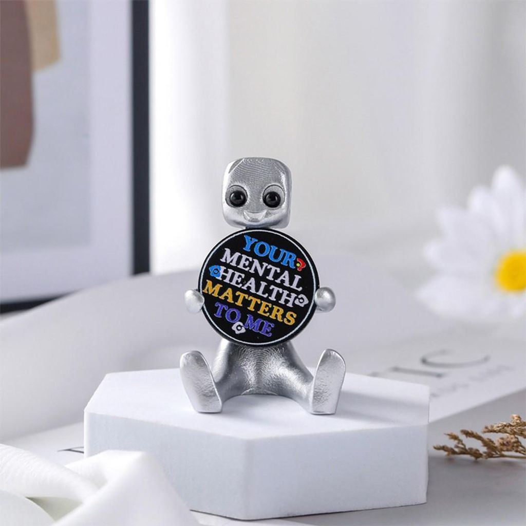 INF Silberne Roboter-Figur aus Kunstharz - Deko für Zuhause und Büro
