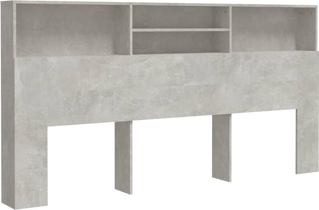 vidaXL Kopfteil mit Ablagen Betongrau 200x19x103,5 cm