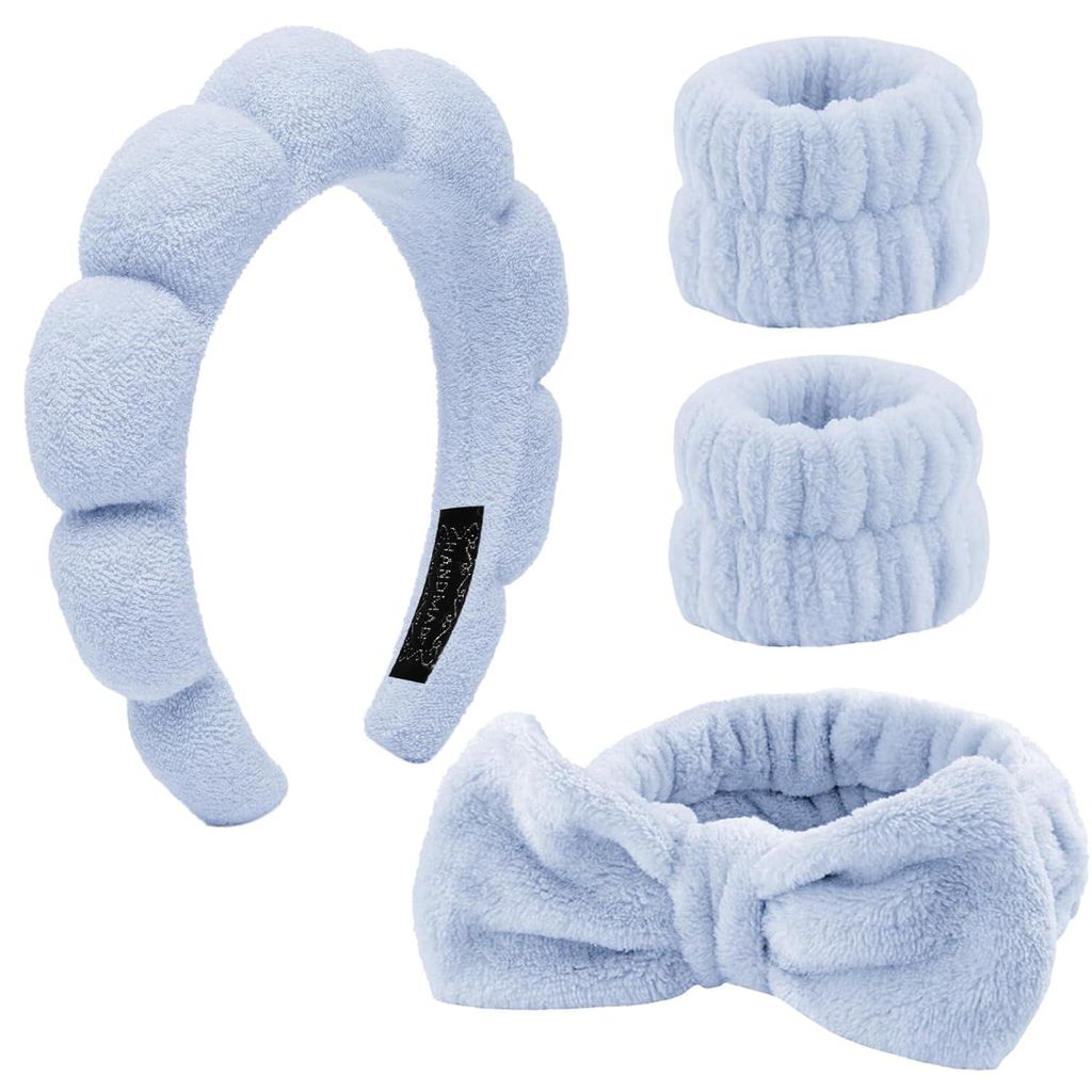 4 Stück Haarband Kosmetik,Spa Stirnband Make Up Schwamm Set Produktbild 