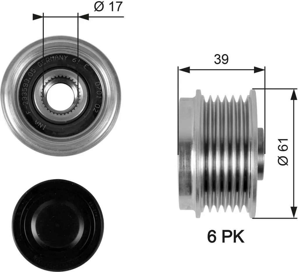 Roue libre d'alternateur OAP7042 pour Ibiza, Fabia I et Fox (5Z) GATES