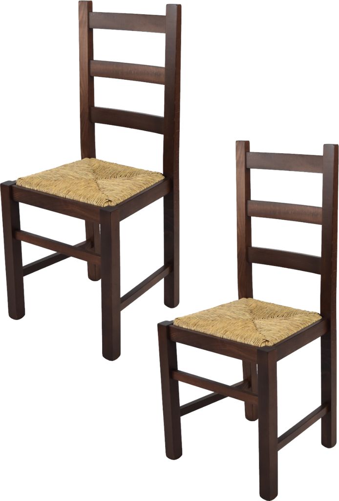 t m c s Tommychairs - 2er Set Stühle RUSTICA für Küche und Esszimmer, robuste Struktur aus Buchenholz, in der Farbe Dunkles Nussbraun lackiert u...