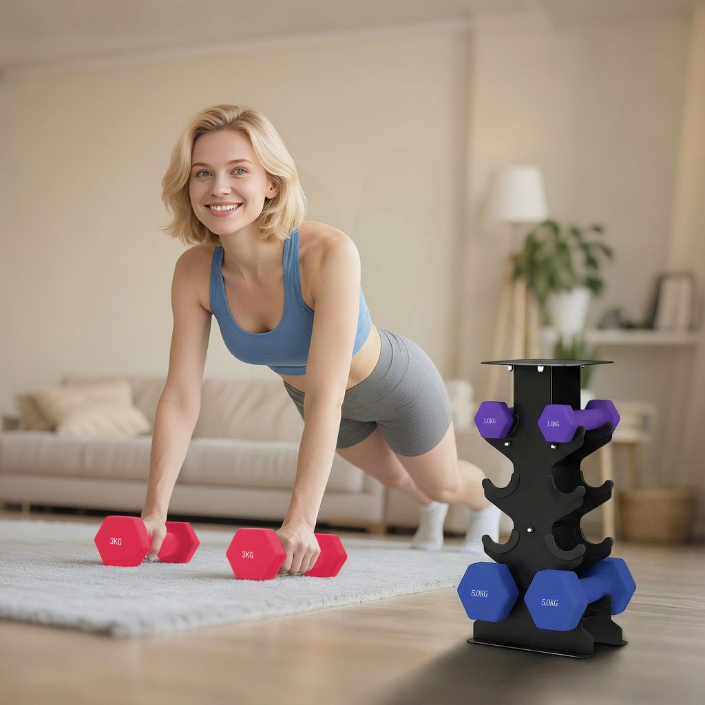 Lot de 3 paires d'haltères avec support, ensemble Image du produit 