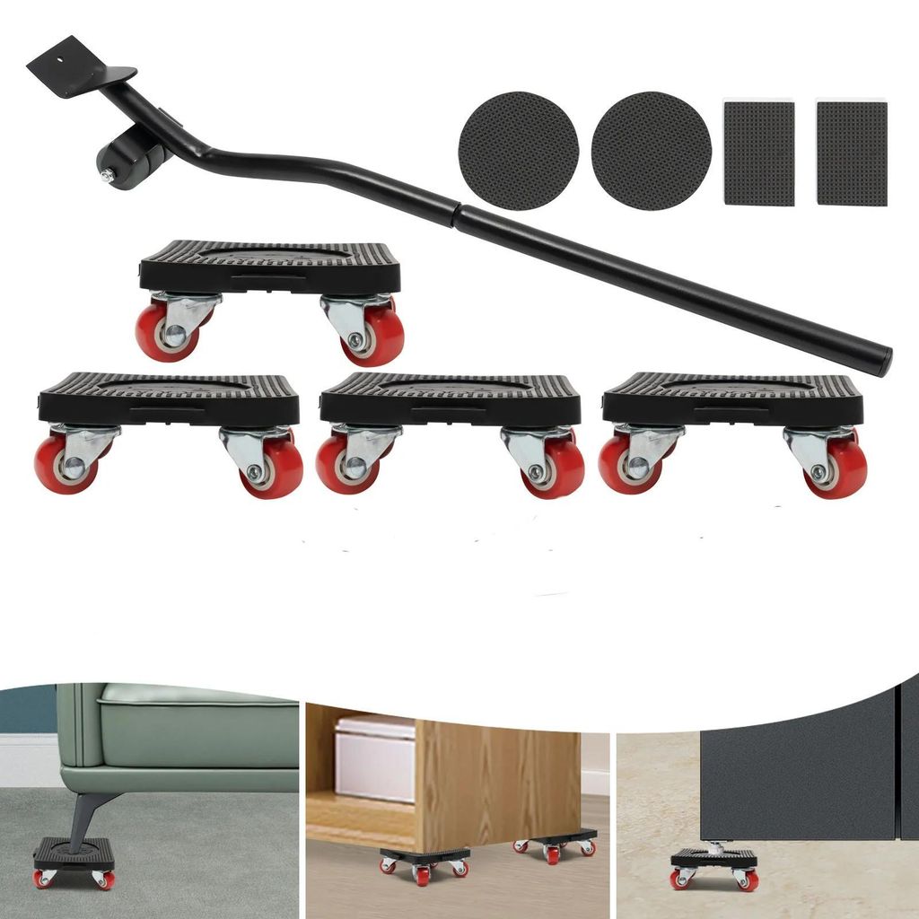 Möbelroller - Transportkissen/Möbelgleiter - 4er Set - Tragkraft 400 kg - Für Sofa Kühlschrank Waschmaschine - Bodenschutz - Schwarz
